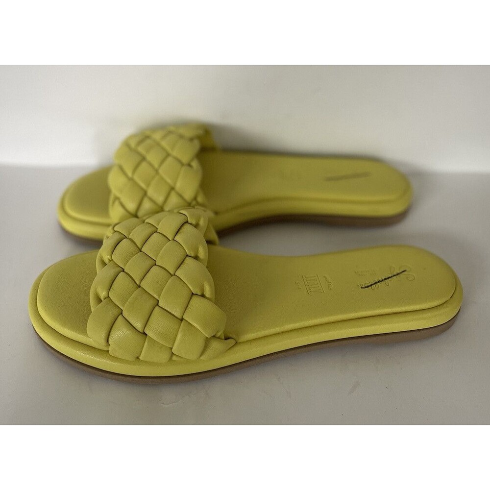 Anthropologie Seychelles Women Puffy Woven Yellow Preppy Slide Sandals Sz 10 - Picture 3 of 9